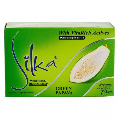 2 bars of Silka Green Papaya Whitening Herbal Soap 135g Enriched with Vitamin E (2pcs)