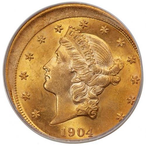 1904 $20 -- Struck 15% Off Center -- MS63 PCGS