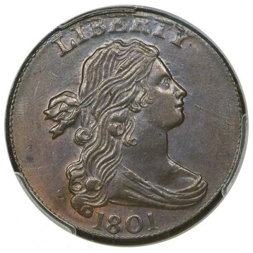 1801 1C Three Errors, S-219, B-11, R.2, MS62 Brown PCGS