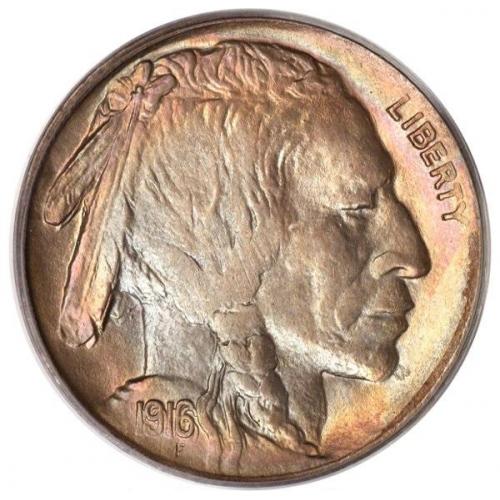 1916 5C Doubled Die Obverse Buffalo nickel MS64 PCGS