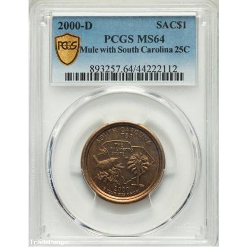 2000-D $1 Sacagawea Dollar / South Carolina Quarter Mule MS64 PCGS