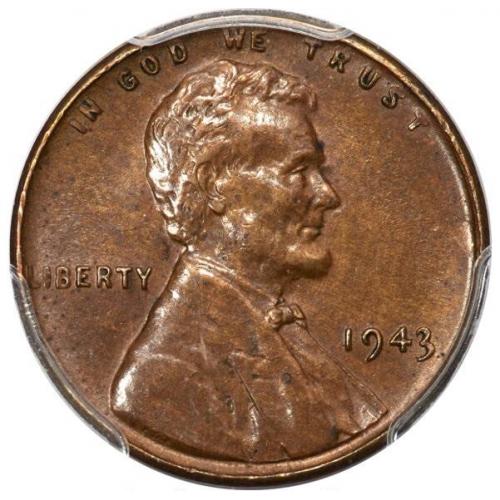 1943 1C Struck on a Bronze Planchet AU55 PCGS. CAC