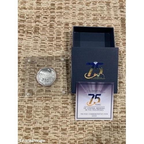 2024 Philippines 750-Piso 75th Anniversary of CBP – SILVER in ACRYLIC case