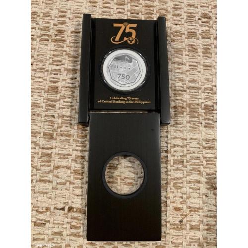 2024 Philippines 750-Piso 75th Anniversary of CBP – SILVER in WOODEN case