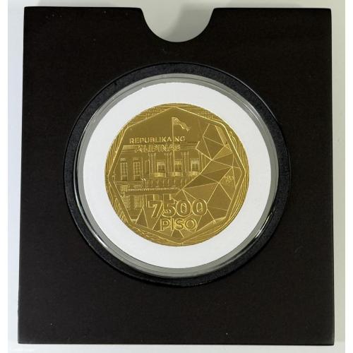 Philippine 7,500-Piso 75th Anniversary of Central Banking in the Philippines – Gold in Wooden Cube Box with Acrylic Top