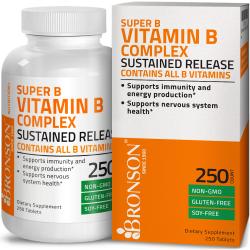 VITAMIN B COMPLEX Sustained Release (B1, B2, B3, B6, Folic Acid, B12) by Bronson