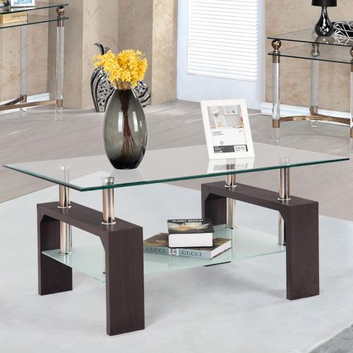 Costway Rectangular Tempered Glass Coffee Table
