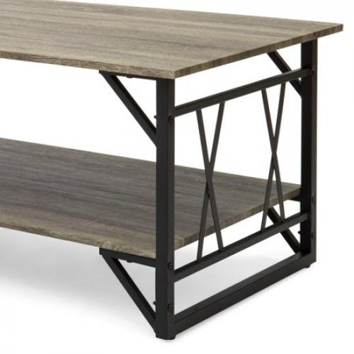 Best Choice Modern Metal and Wooden Coffee Table