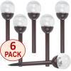 SOLAscape Crackle Glass Globe Color-Changing LED and White LED Solar Path Lights, Set of 6, Bronze