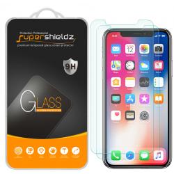 2 Pack Supershieldz Apple iPhone X Tempered Glass Screen Protector, Anti-Scratch, Anti-Fingerprint, Bubble Free