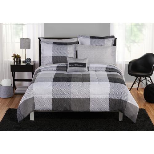 Mainstays Overscale Black Plaid Bed in a Bag