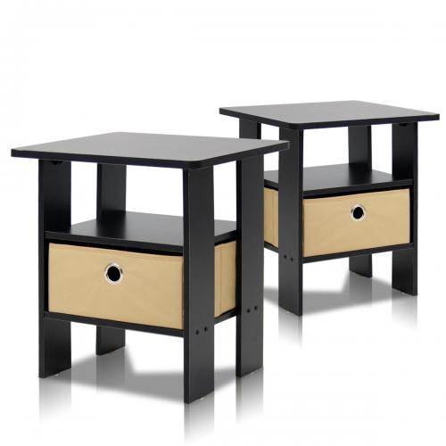 Furinno Petite End Table Bedroom Night Stand, Set of Two