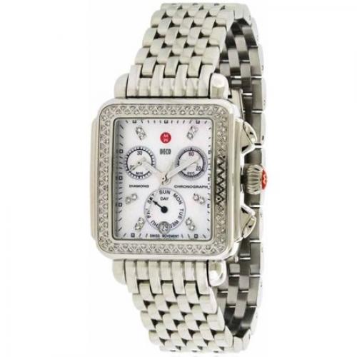 Michele Deco Women's Stainless Steel Watch With Mother of Pearl Dial