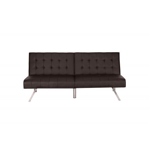 Mainstays Morgan Faux Leather Tufted Convertible Futon, Brown