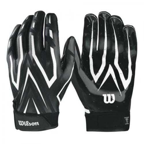 Wilson Black Adult MVP Clutch Skill Football Running Back Receiver Gloves, XL
