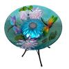 Peaktop - Outdoor 18-Inch Dragonfly Fusion Glass Solar Bird Bath