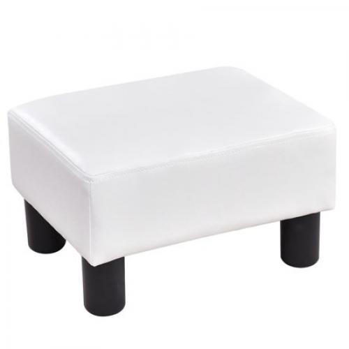 Costway Small Ottoman Footrest PU Leather Footstool