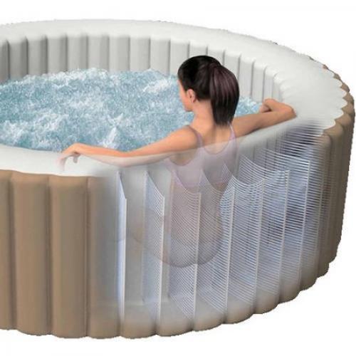 Intex 120 Bubble Jets 4-Person Round Portable Inflatable Hot Tub Spa