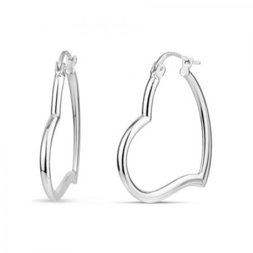 Sterling Silver Heart Hoop Earrings