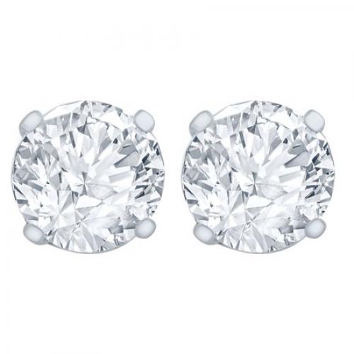 CYNERGY 1/4 Carat Diamond Stud Earrings (I2I3 Clarity) 14kt White Gold