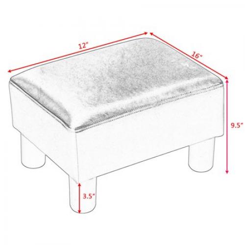 Costway Small Ottoman Footrest PU Leather Footstool