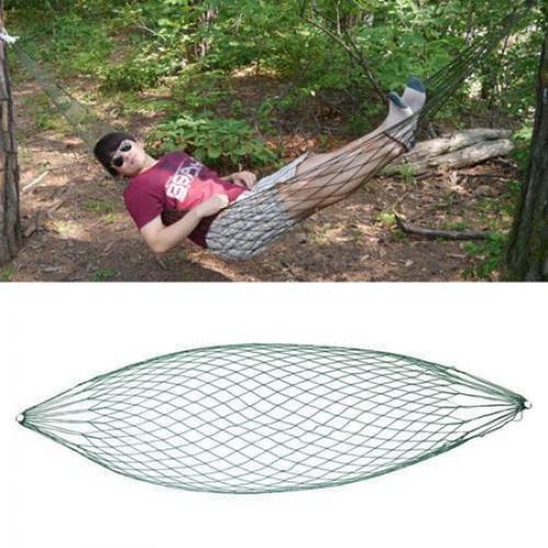 Nylon Weave Rope Hammock Swing Outdoor Single Lounge Bed 220lb Capacity Green