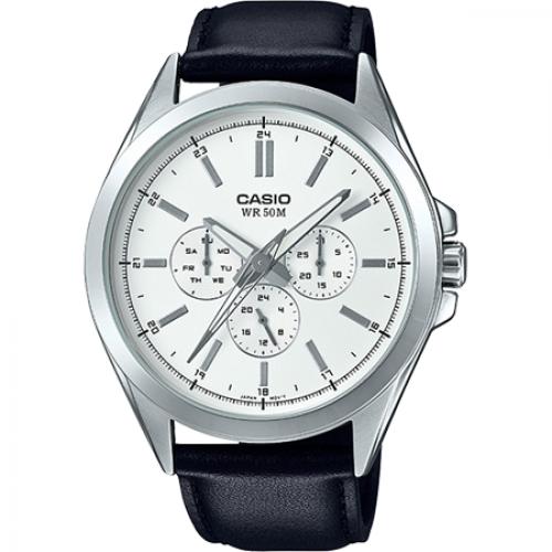 Casio Men's Classic Multi-Hand Watch, Leather Strap