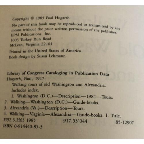 XL12/ Walking Tours of Old Washington and Alexandria by Hogarth, Paul