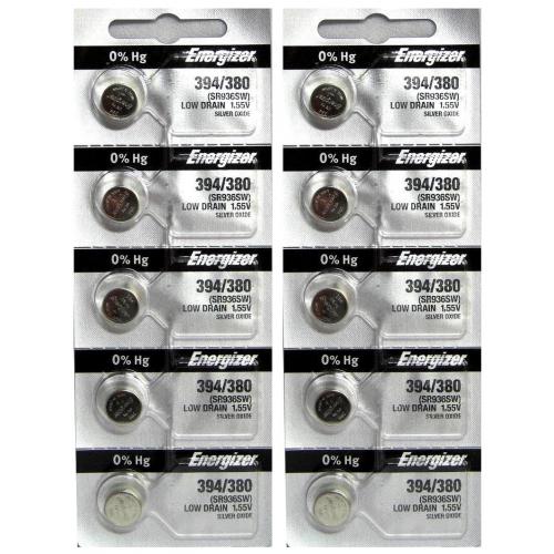 Energizer 394 / 380 Silver Oxide 10 Batteries (SR936SW / SR936W)