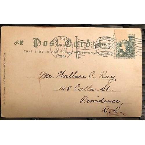 WOOLSEY HALL, YALE UNIVERSITY, NEW HAVEN, CONN 1906 Postmark Undivided Back Pos