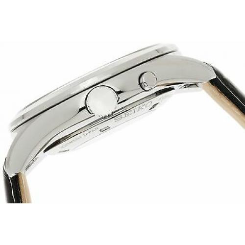 Seiko Men's SRN049-P1 Kinetic Black Leather Watch