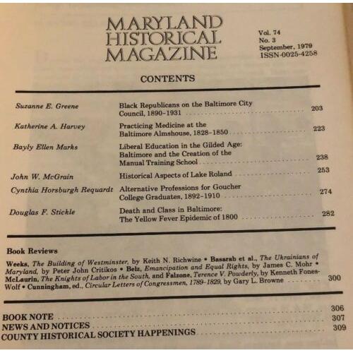 Maryland Historical Magazine; Volume 74 No. 3: Fall September 1979