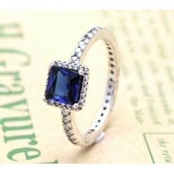  Authentic Pandora Silver 925 Blue Timeless Elegance Ring 198863 Size 5/50mm