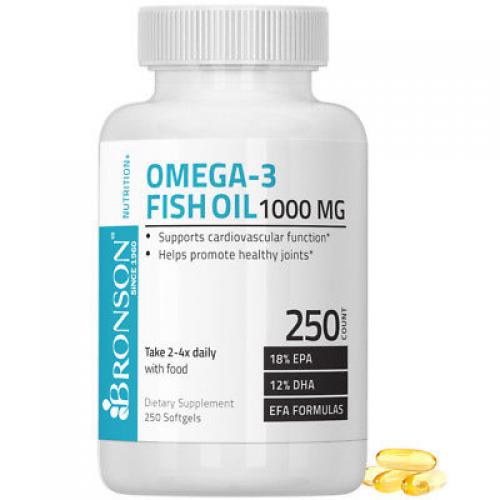 Bronson Omega-3 Fish Oil, DHA/EPA, FRESH ODORLESS, 250 Softgels