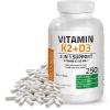 Bronson Vitamin K2 (MK7) + Vitamin D3 Premium Non GMO & Gluten Free 250 Capsules
