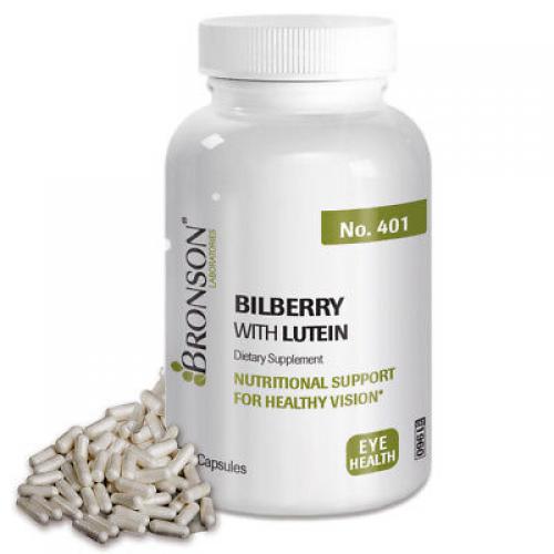 Bronson Bilberry with Lutein Eye Vision Health Antioxdiant Support, 120 Capsules