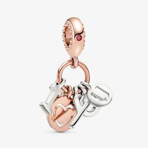 New  Authentic PANDORA Rose 14k Gold I Love You Letters Charm Pendant 786596