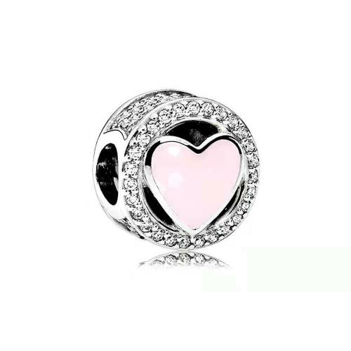 New Authentic Pandora Silver 925 Wonderful Love Soft Pink Enamel  Bead 792034