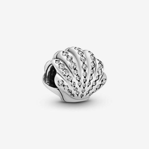 New Authentic Pandora 791574 Silver Little Mermaid Ariel's Pavé Seashell Charm