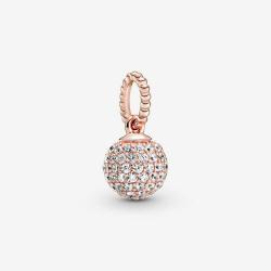 New PANDORA  Authentic Silver 925 ALE Rose Pave Ball Pendant Charm Bead