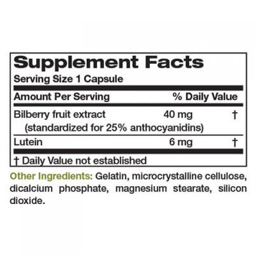 Bronson Bilberry with Lutein Eye Vision Health Antioxdiant Support, 120 Capsules