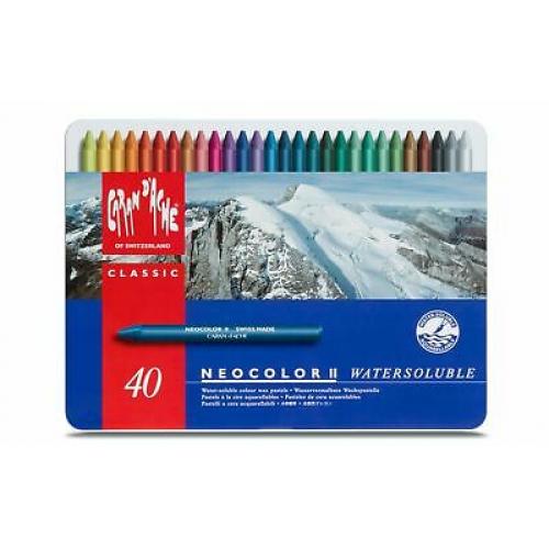 Caran d'Ache Classic Neocolor II Water-Soluble Pastels, 40 Colors
