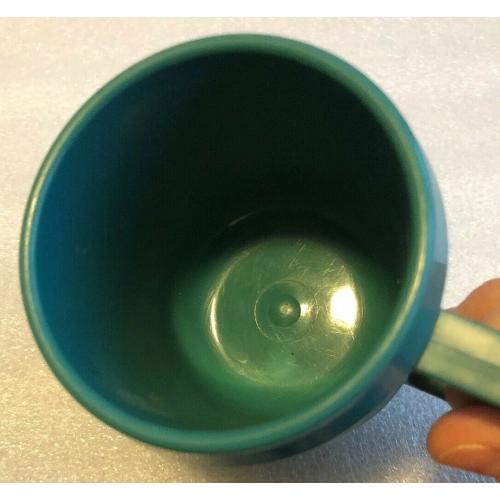 VINTAGE THERMA-MUG BY THERMA SYSTEMS COFFEE MUG CUP IN TEAL BLUE GREEN D HANDLE