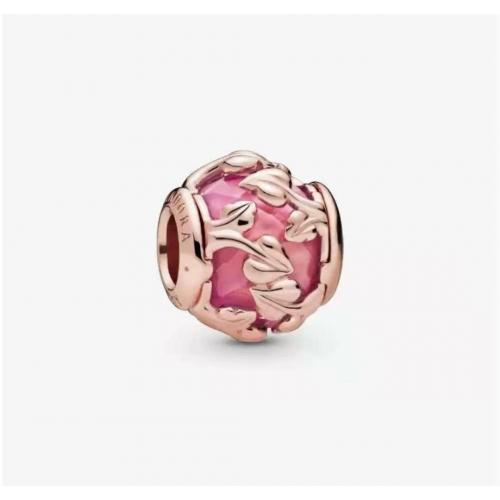 Authentic Pandora Sterling Silver PANDORA ROSE Pink Decorative Leaves 788238