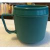 VINTAGE THERMA-MUG BY THERMA SYSTEMS COFFEE MUG CUP IN TEAL BLUE GREEN D HANDLE