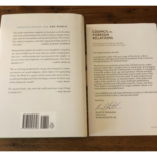 AUTOGRAPHED The World: A Brief Introduction by Richard Haass: New 1st Rep Deutch