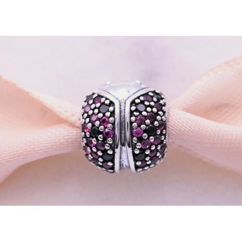 Authentic Pandora Silver 925 ALE Charm Sparkling Ladybug CZ Bead 791484