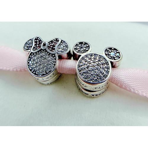 2 Pandora Silver 925 Disney Minnie Mickey Mouse Ears Clip Charms 791933 791931