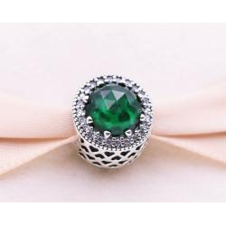 New Authentic Pandora 791725CZ Silver S925 Charm Clear Green Radiant Hearts