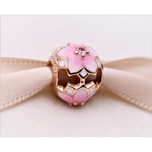 Authentic Pandora Rose Gold Nature Pink Magnolia Flower Charm 782087